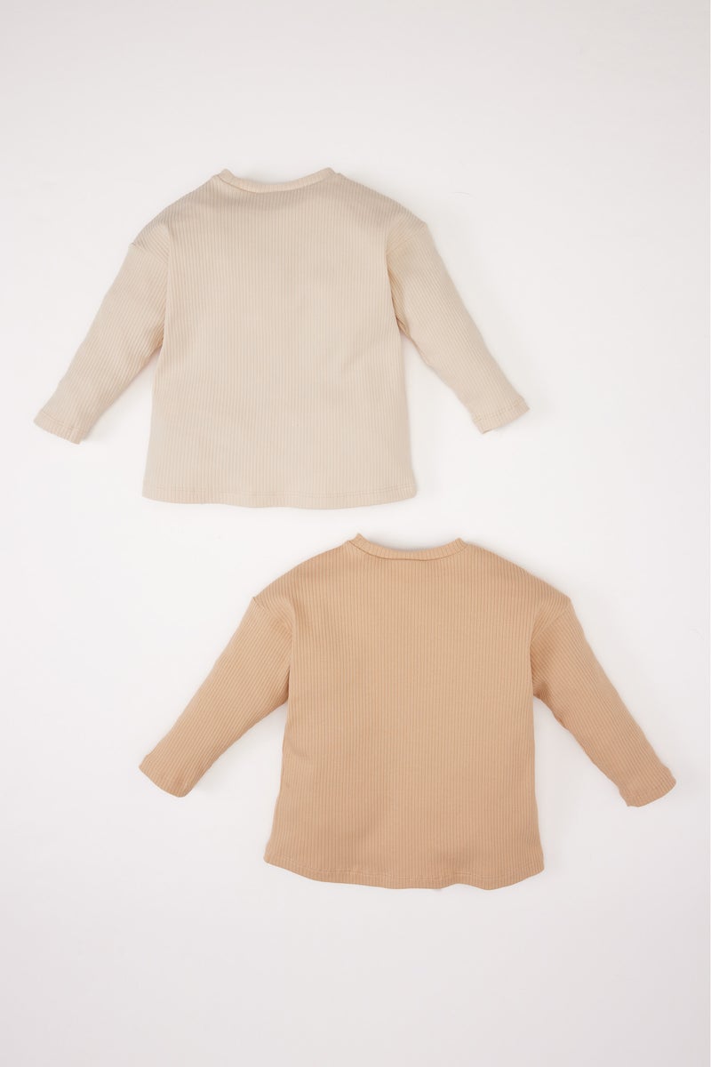 DeFacto Beige BabyBoy Baby Boy 2 piece Long Sleeve Long Sleeve Snap Body Casual - Image 3